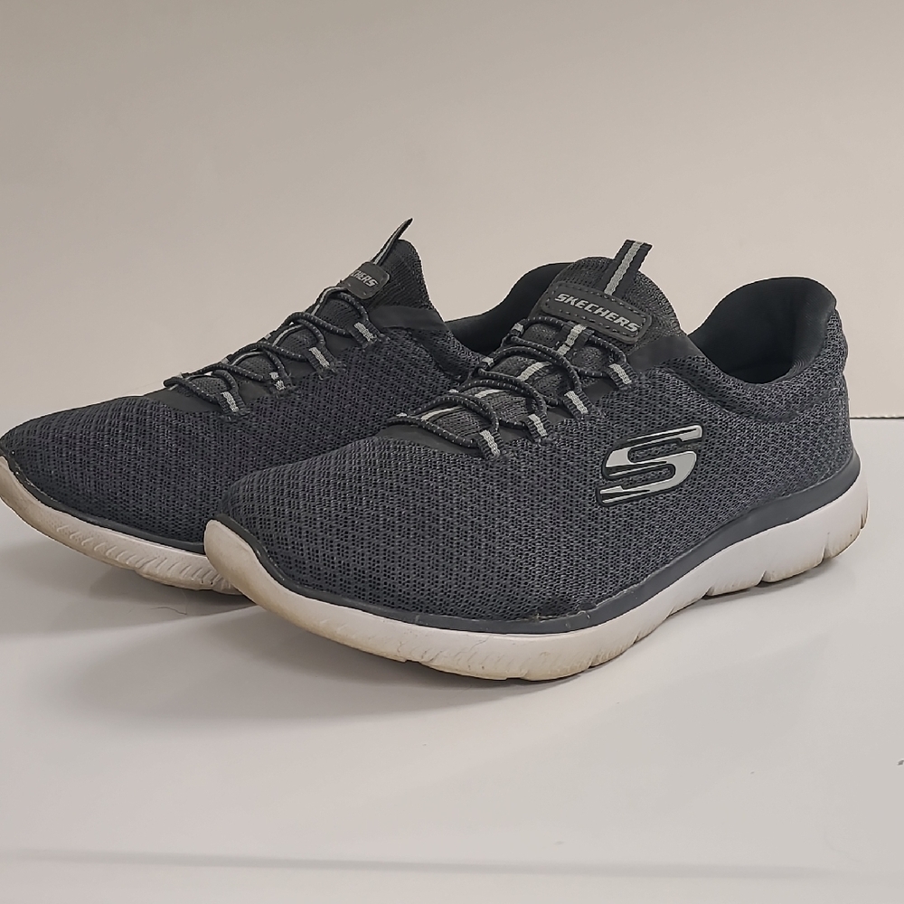 Skechers Charcoal and White Slip On Sneakers - Ladies Size 9